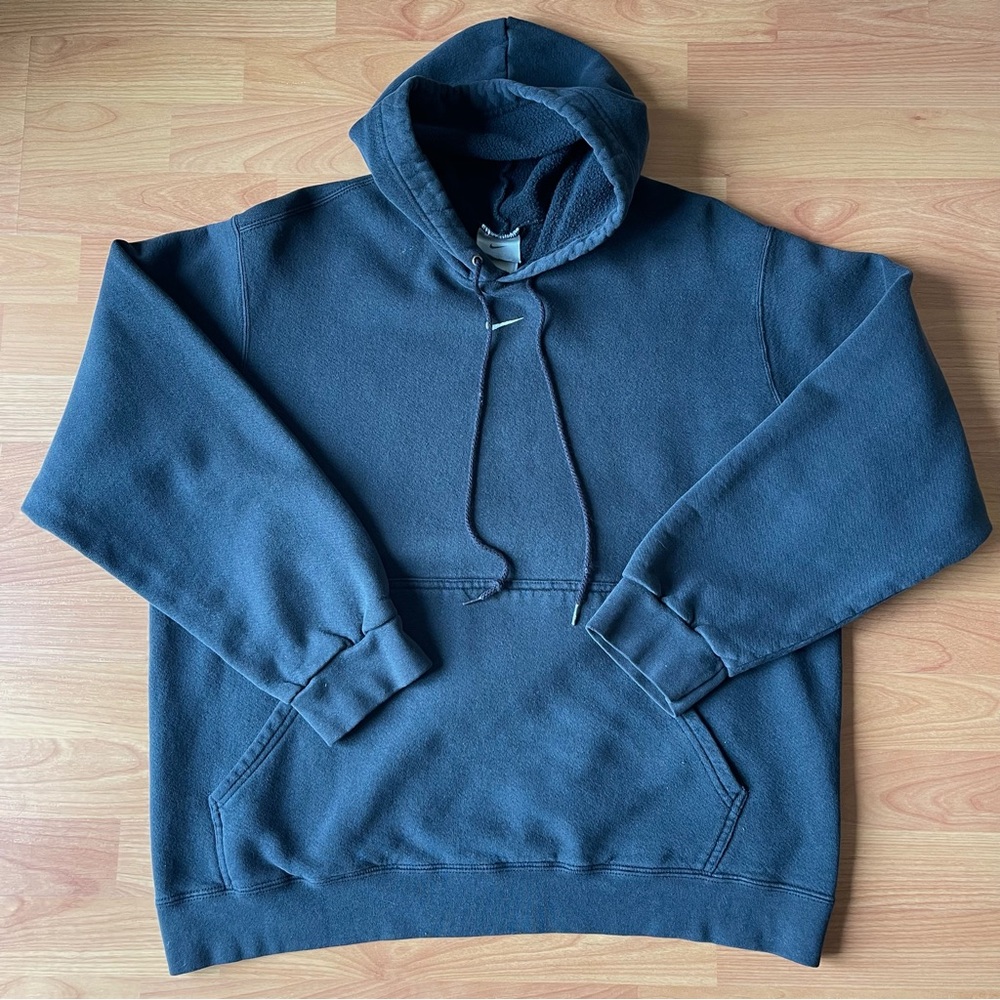 Vintage Nike Center Swoosh Black & White Sweatshirt Hoodie Size Large - Picture 6 of 11